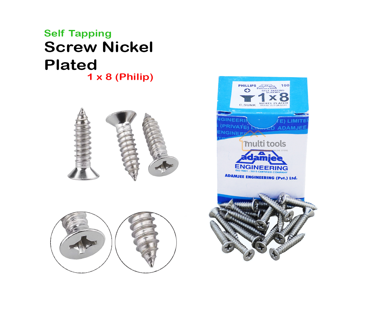 Self Tapping Screw Nickel Plated 1 X 8 (Philip)
